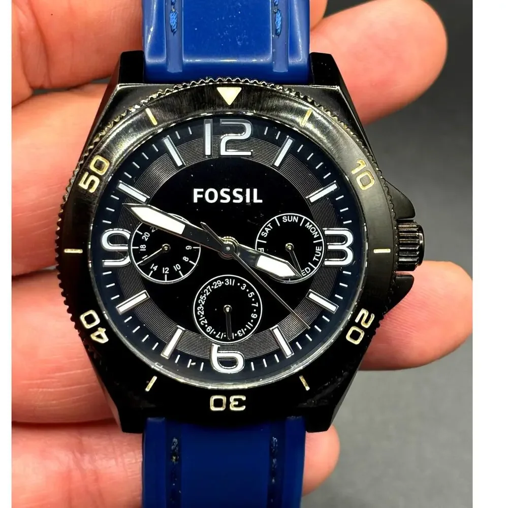 Fossil Flynn BQ2016 Multifunction Dive Style Blue Silicone Men's Watch 45mm